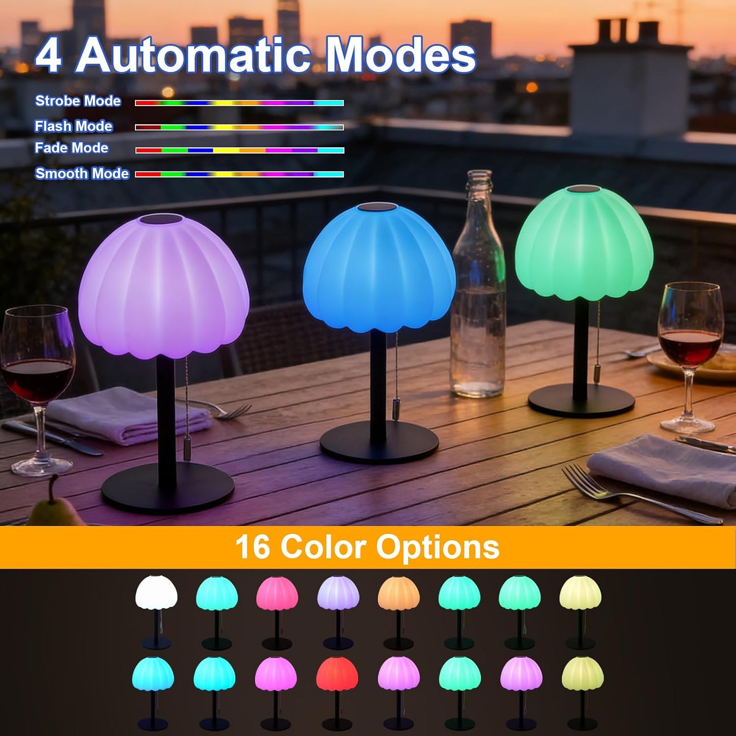 Lámpara ducha impermeable mesa recargable inalámbrica 16 colores
