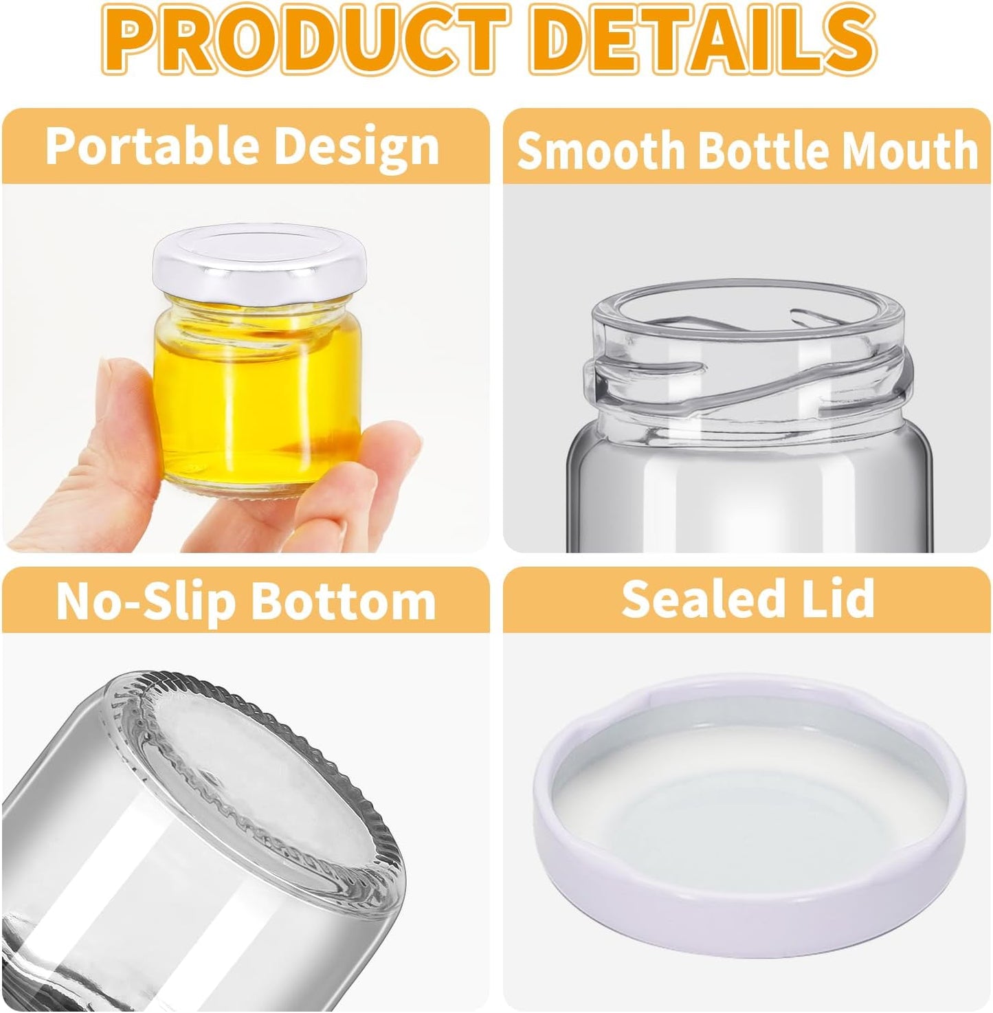 6 Frascos Cristal 1.5oz Miel Transparente Regalo Boda