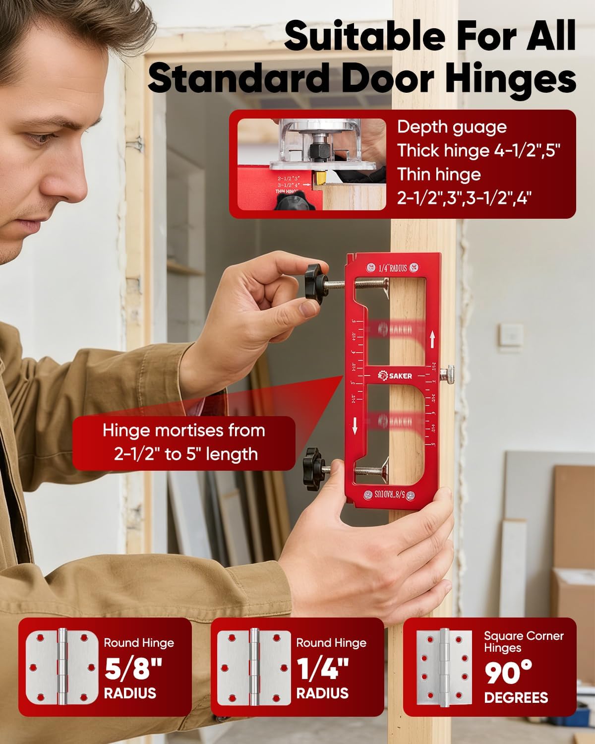 Plantilla bisagra puerta aluminio ajustable 2.5-5pulg