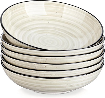 Set 6 Cuencos Pasta Cerámica con Tapas 38oz
