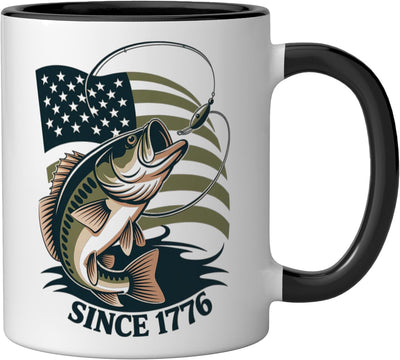 Taza Cerámica Bandera Americana Negro Blanco