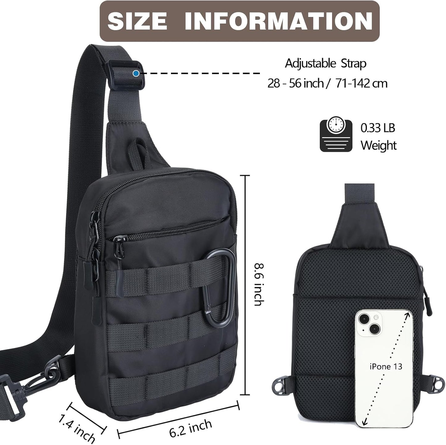 Bolso bandolera táctico impermeable doble bolsillo
