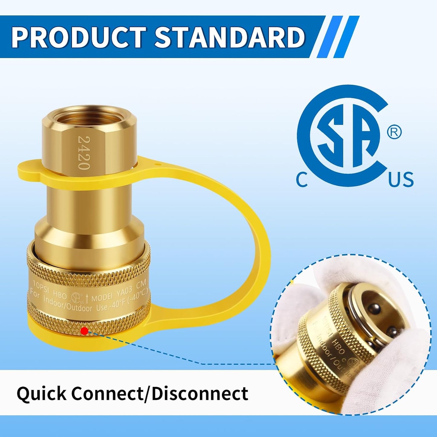 Kit conector rápido gas natural propano 1/2 pulg latón
