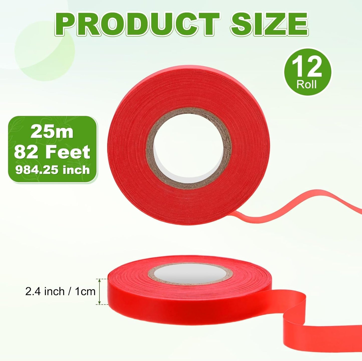 Cinta elástica PVC 2/5pulg x82pies reutilizable para plantas rojo