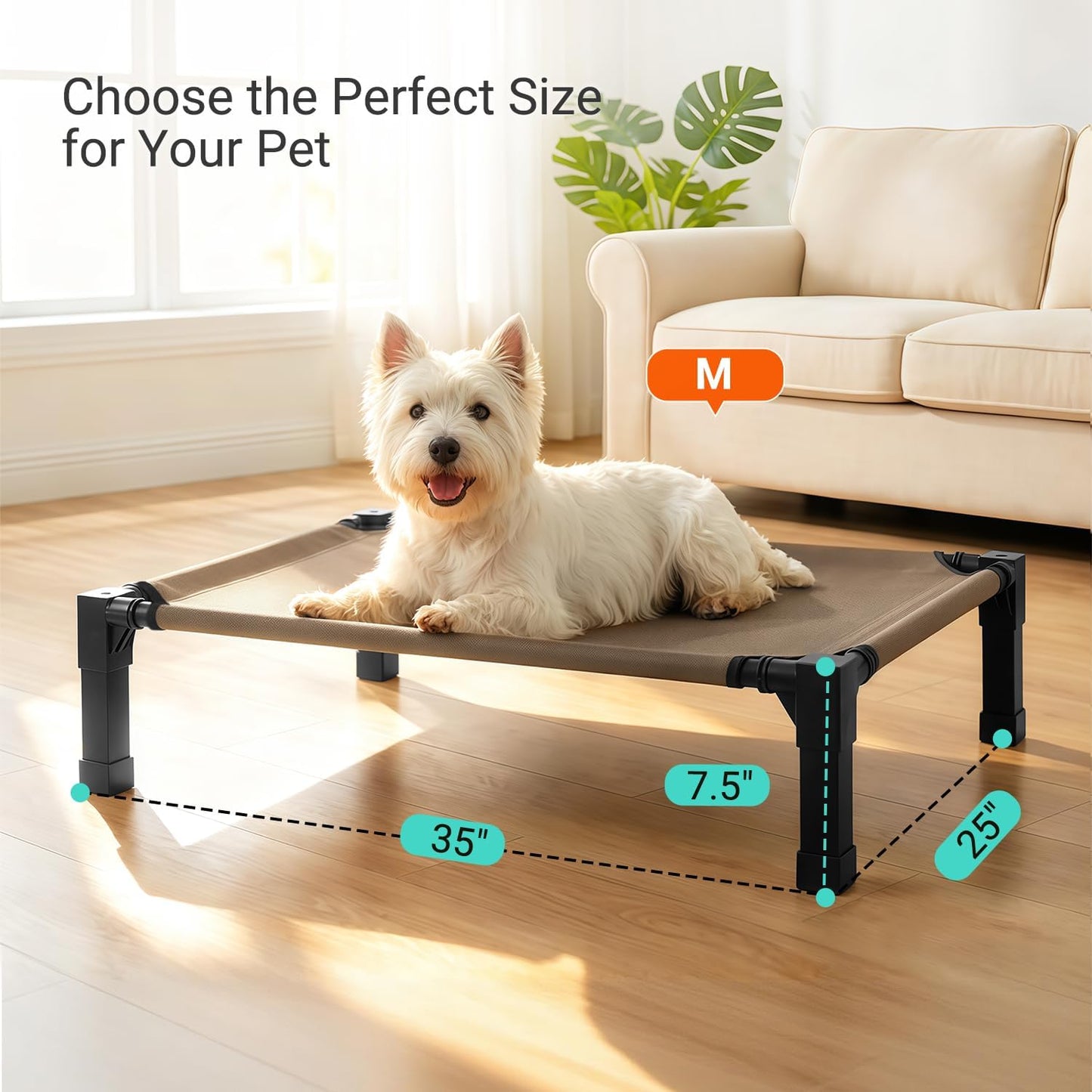 Cama perro al aire libre acero malla Teslin 35pulg