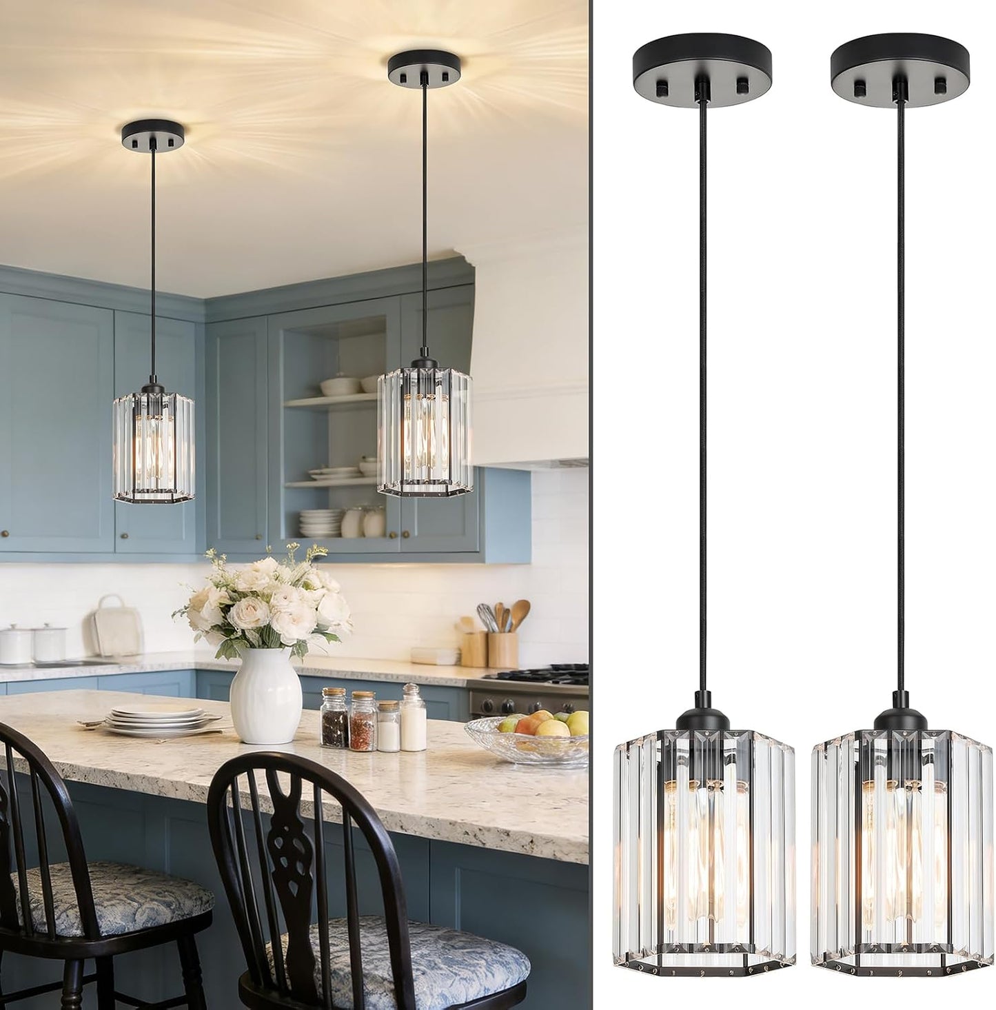 2 Luces Colgantes Modernas para Isla Cocina y Comedor