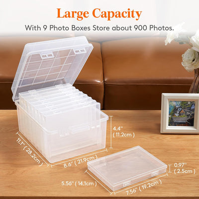 2 Cajas Fotos 5x7pulg Contenedores Transparentes 9 Pzas