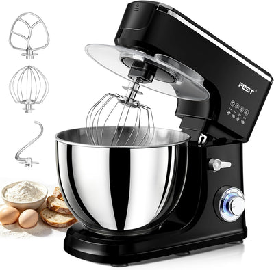 Batidora de pie 1500W 8.45qt 6 vel para hornear pan y galletas negro