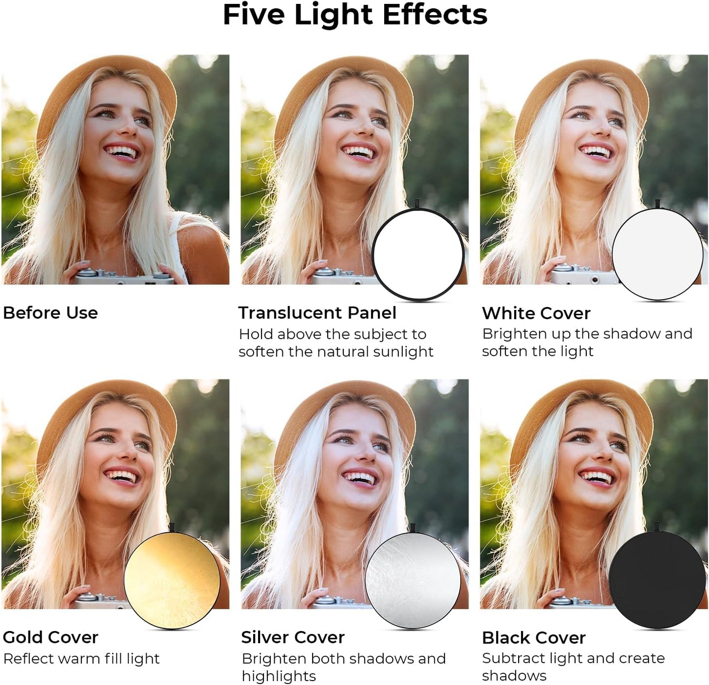 Reflector luz 5en1 plegable estudio exterior