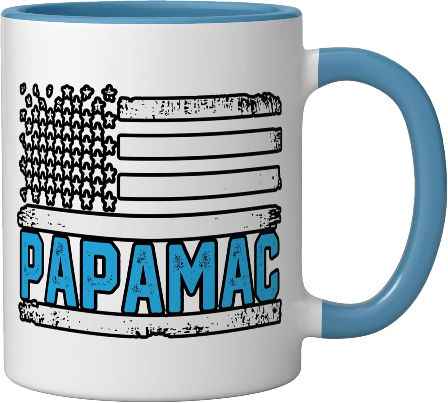 Taza Cerámica Bandera Americana Vintage Azul Blanco