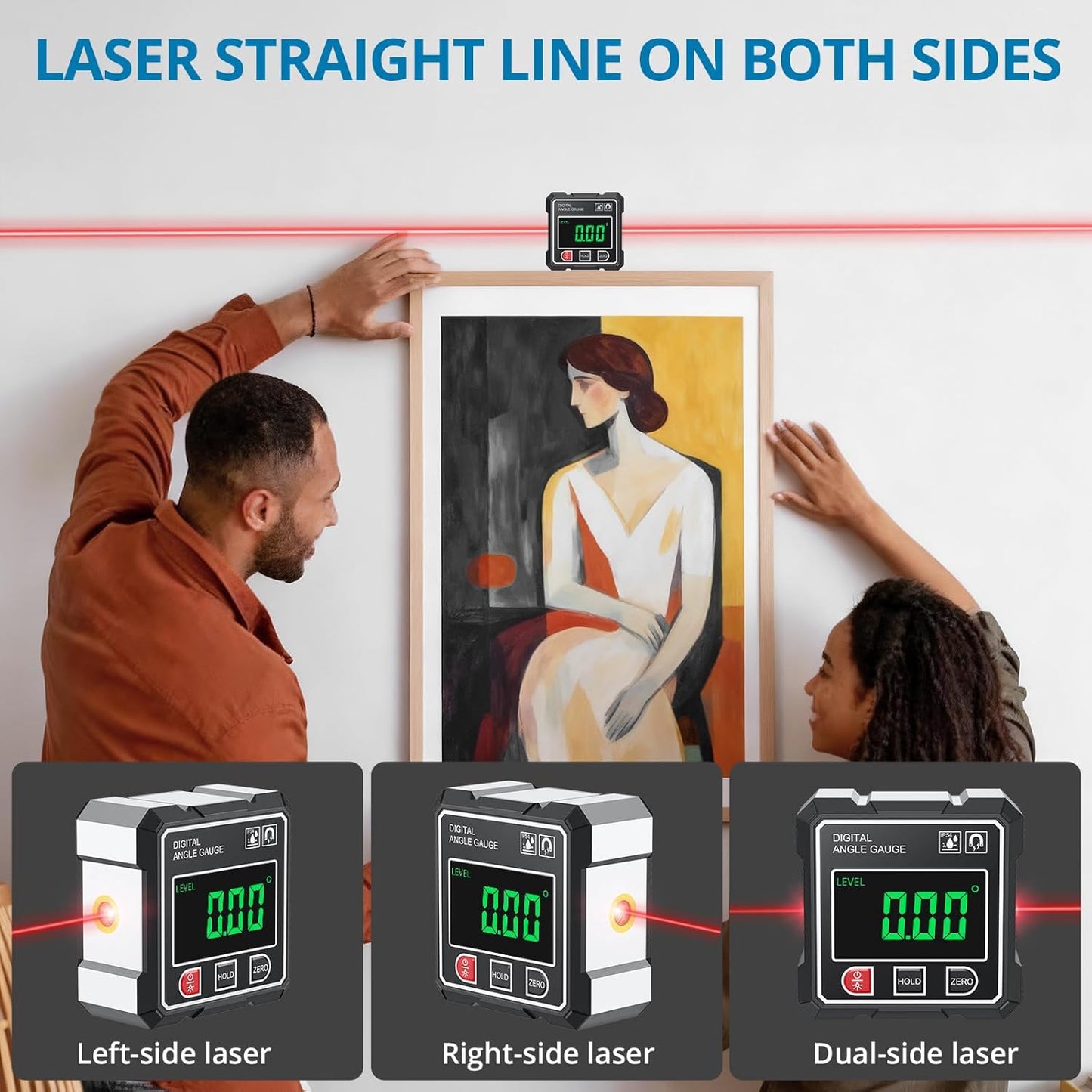 Nivel digital láser 4 lados con retroiluminación y precisión ±0.1°