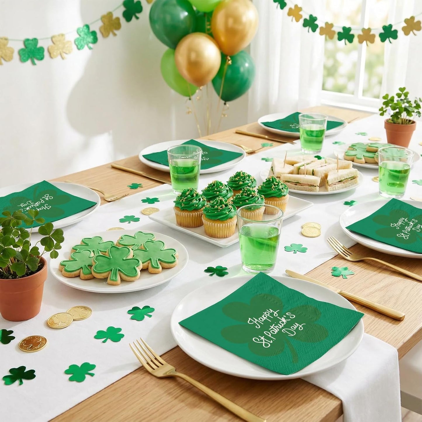 Servilletas de papel San Patricio 50 unidades 3 capas verdes con trébol