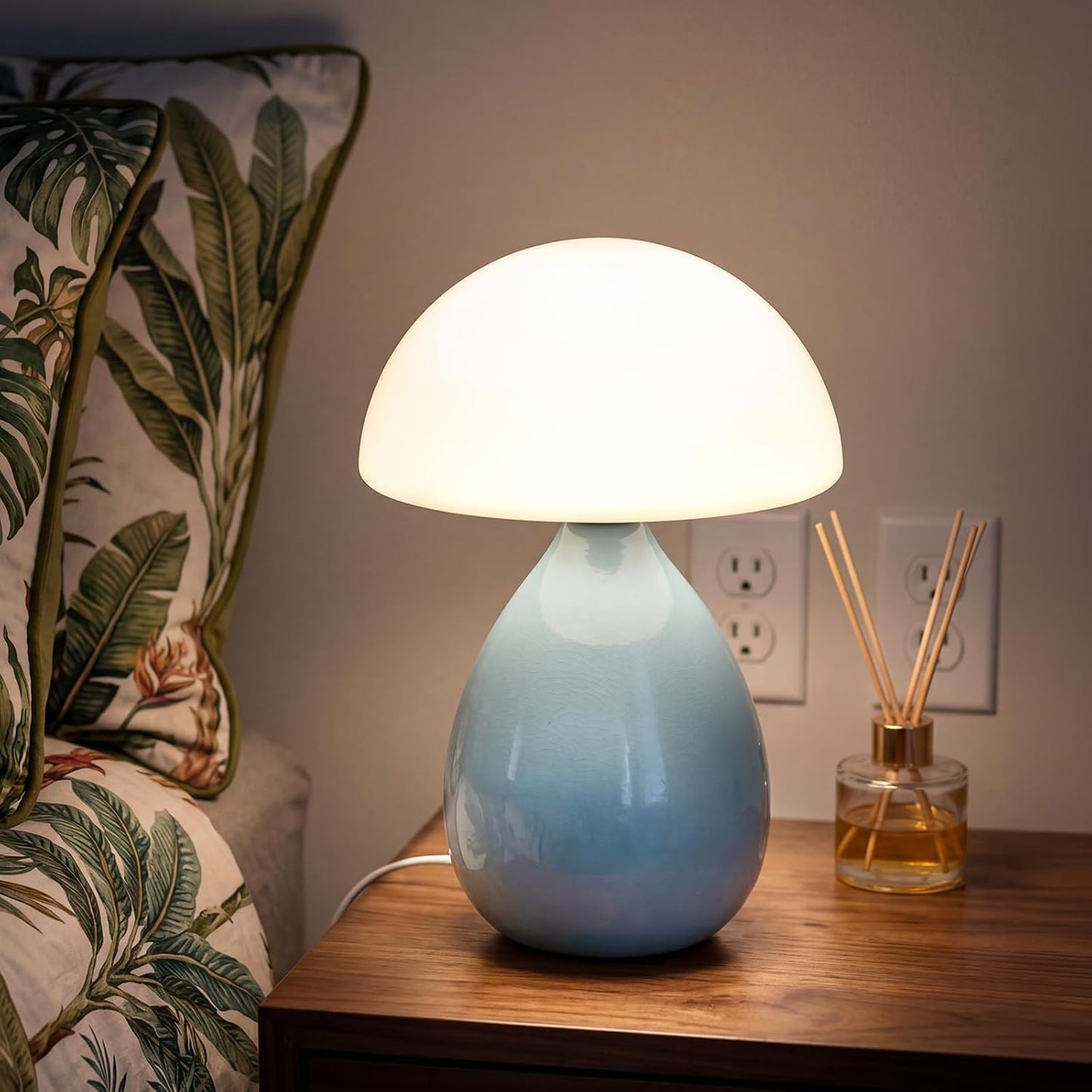 Lámpara mesa forma hongo decoración moderna