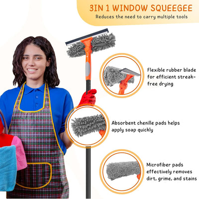 Kit limpiador ventanas 2en1 para coche puerta ducha