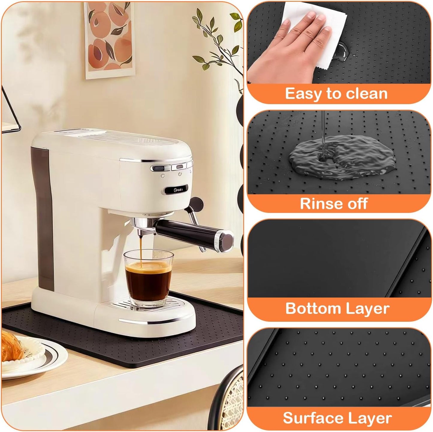 Tapete silicona cafetera 10x14pulg impermeable antiderrap