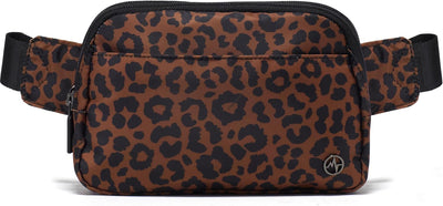 Riñonera mujer 5 bolsillos cremallera nailon leopardo