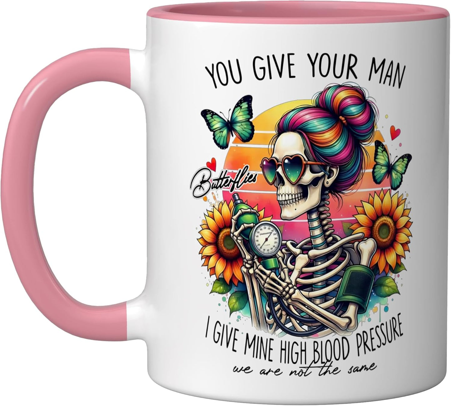 Taza Cerámica Sangre Alta Presión Rosa/Blanco
