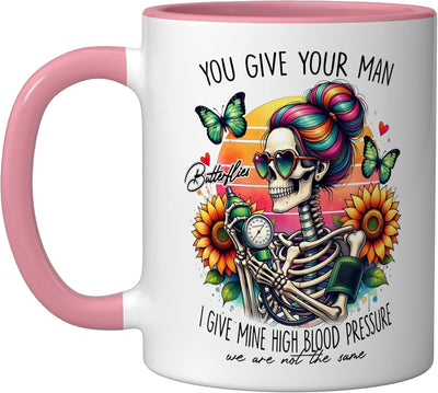 Taza Cerámica Sangre Alta Presión Rosa/Blanco