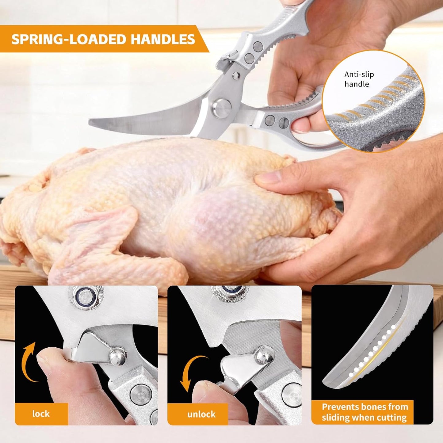 Tijeras de cocina multifunción para cortar pollo pavo pescado vegetales
