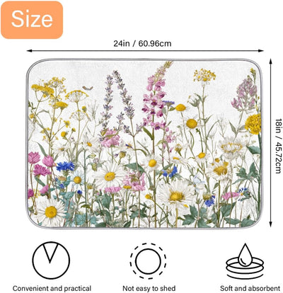 Tapete de secado de platos reversible floral 18x24 pulgadas
