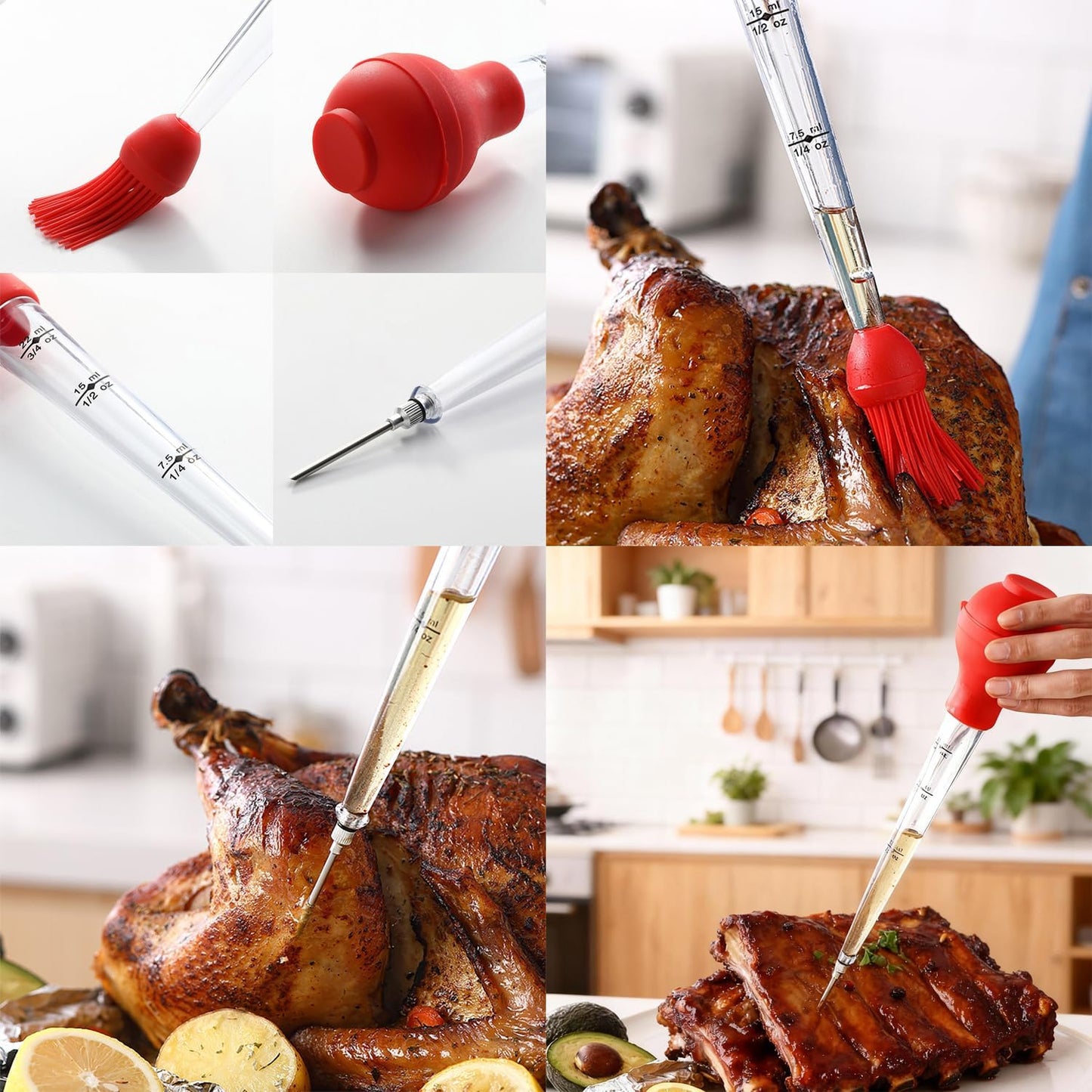 Kit inyector carne plástico para pavo y aves Acción de Gracias