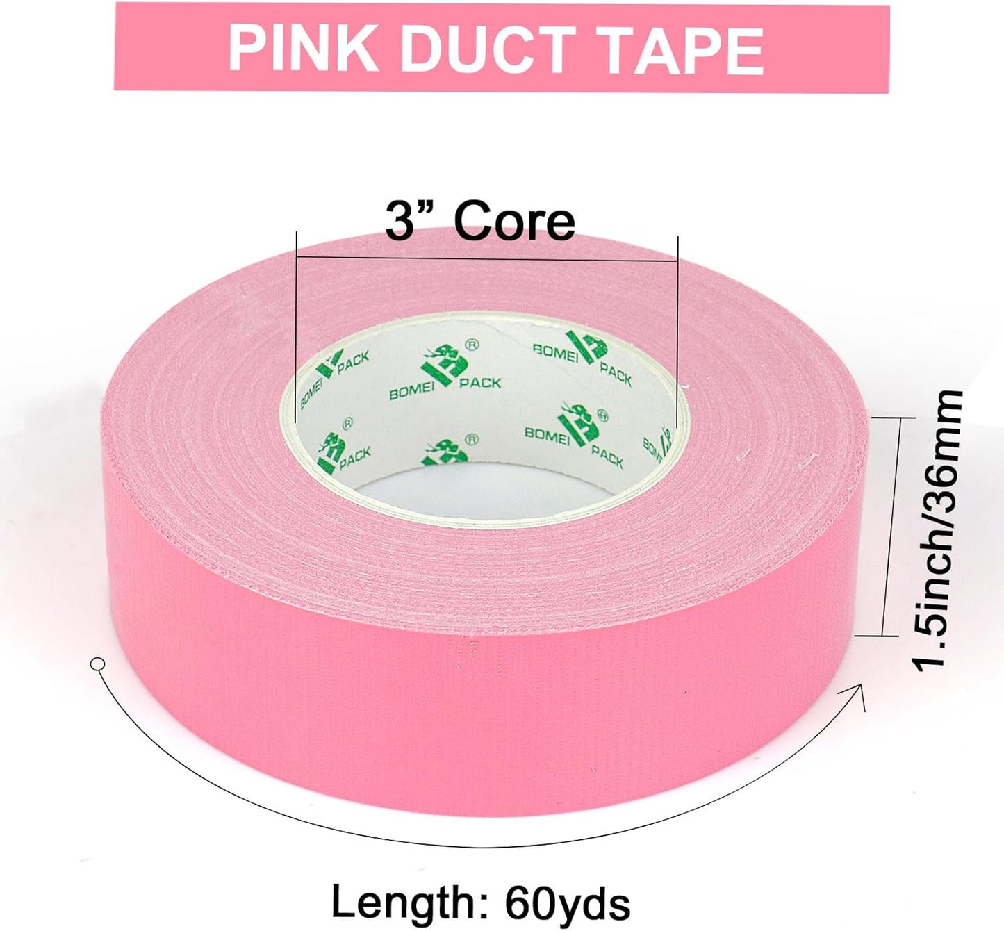 Cinta adhesiva industrial rosa 1.5pulg x 60yardas resistente UV