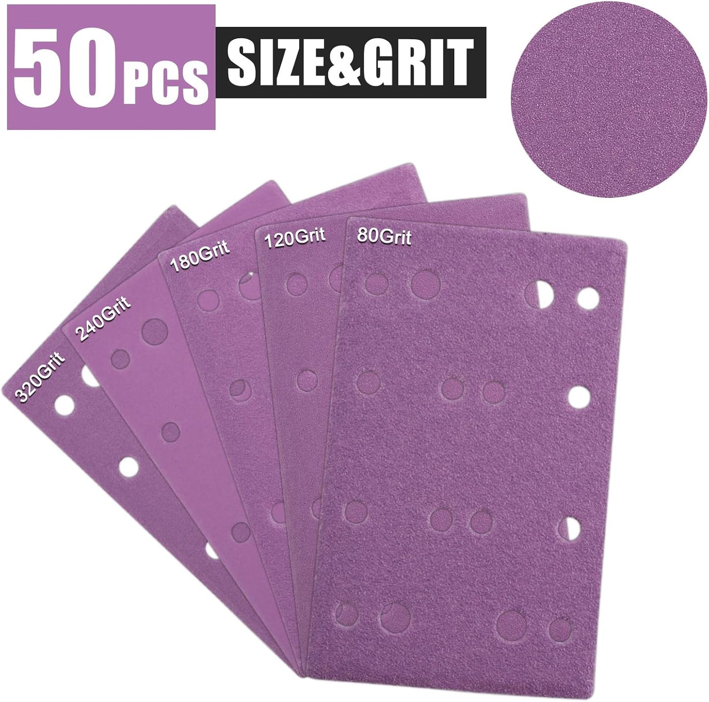 Set 10 Hojas Lijado 3x5pulg Grano 320 Surtido