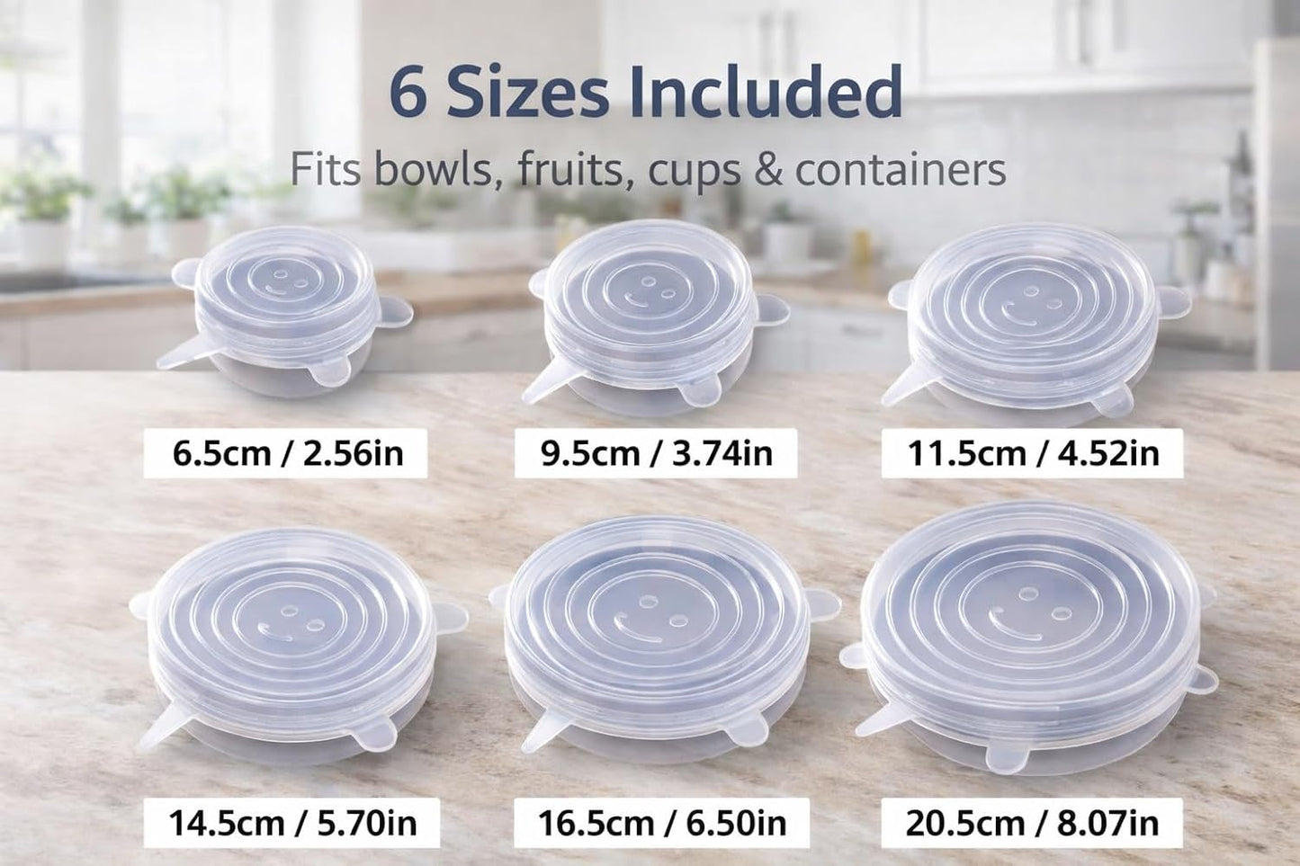 Tapas silicona reutilizables para tazones 6 pzas sin BPA
