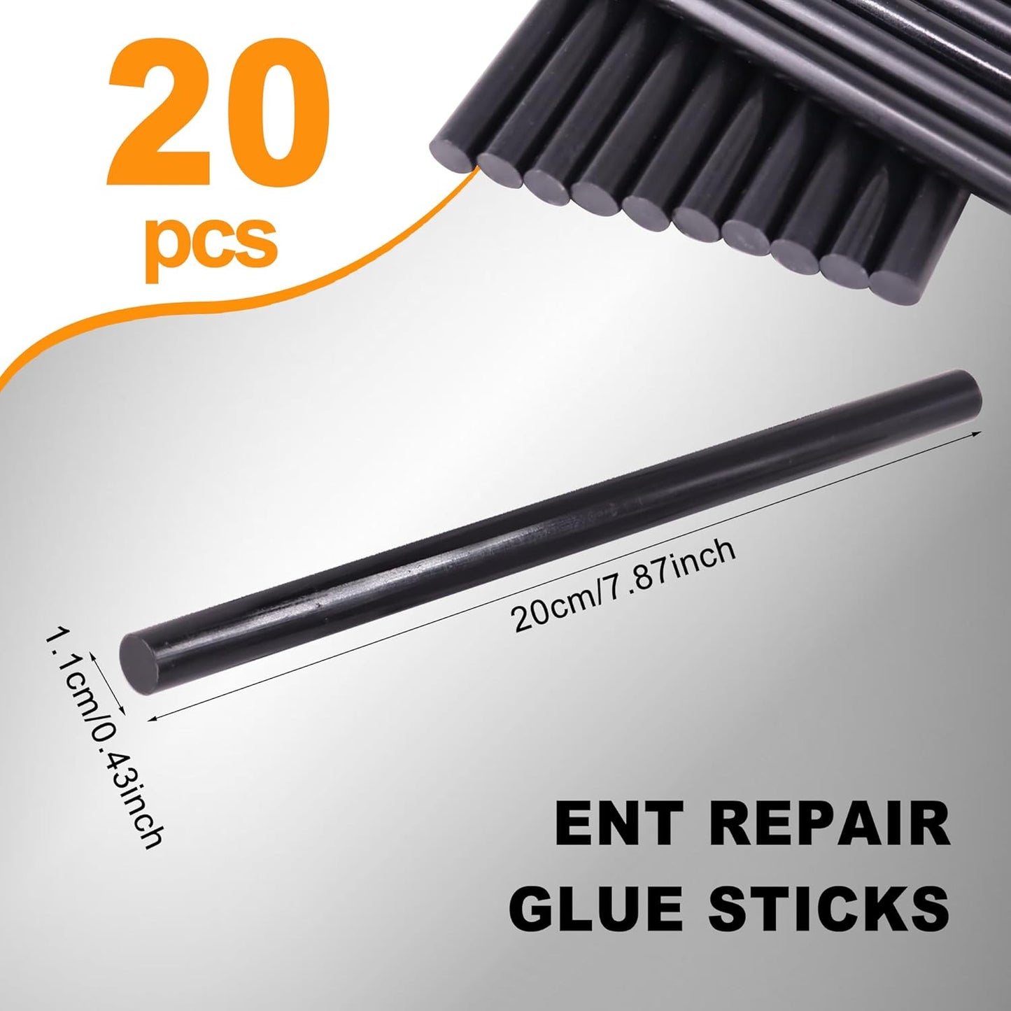 20 Barras Pegamento Negro Termofusible 0.43pulg x7.87pulg