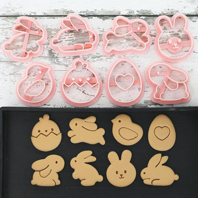 Mini cortadores de galletas de Pascua conejo huevo pollito diseño elevado