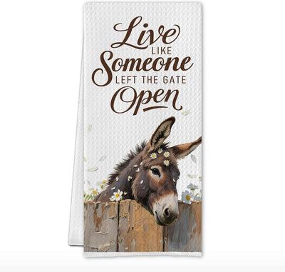 Toallas de cocina rústicas de burro de granja, regalos para mujer y hombre, decoración para platos y baño