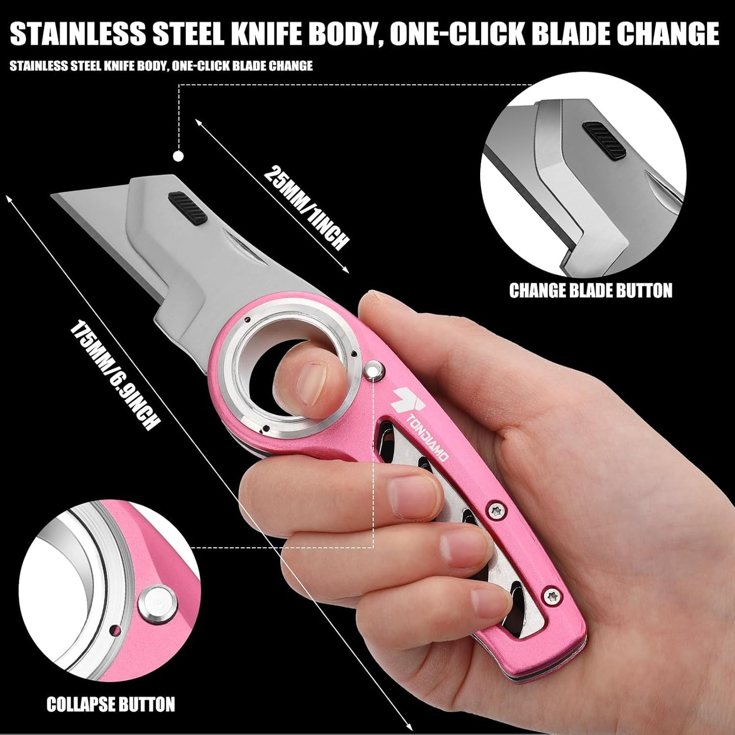 2 Pzas Cuchillo Utilitario Plegable con Asa Antiderrap