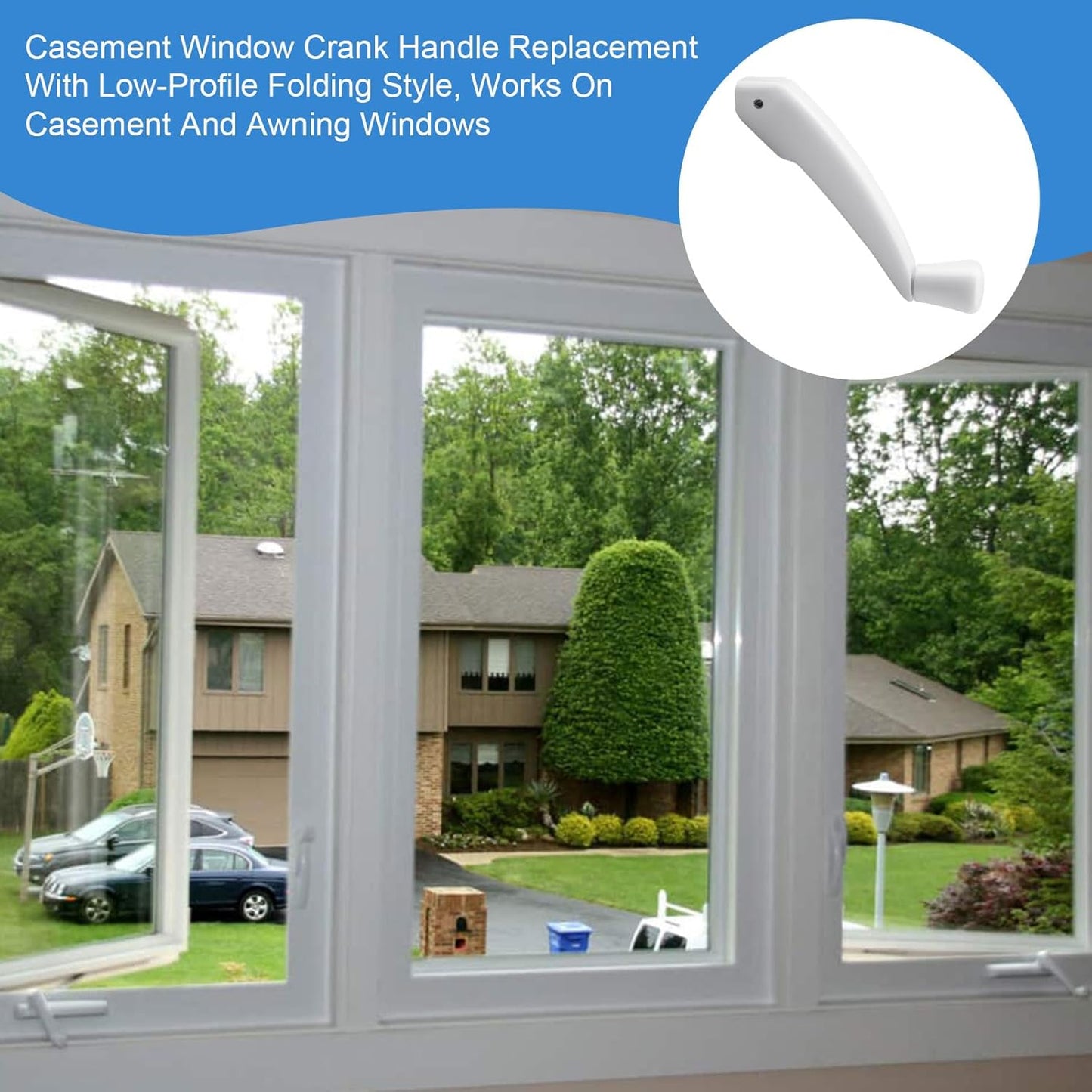 Reemplazo manivela ventana abatible plegable blanco comp Milgard