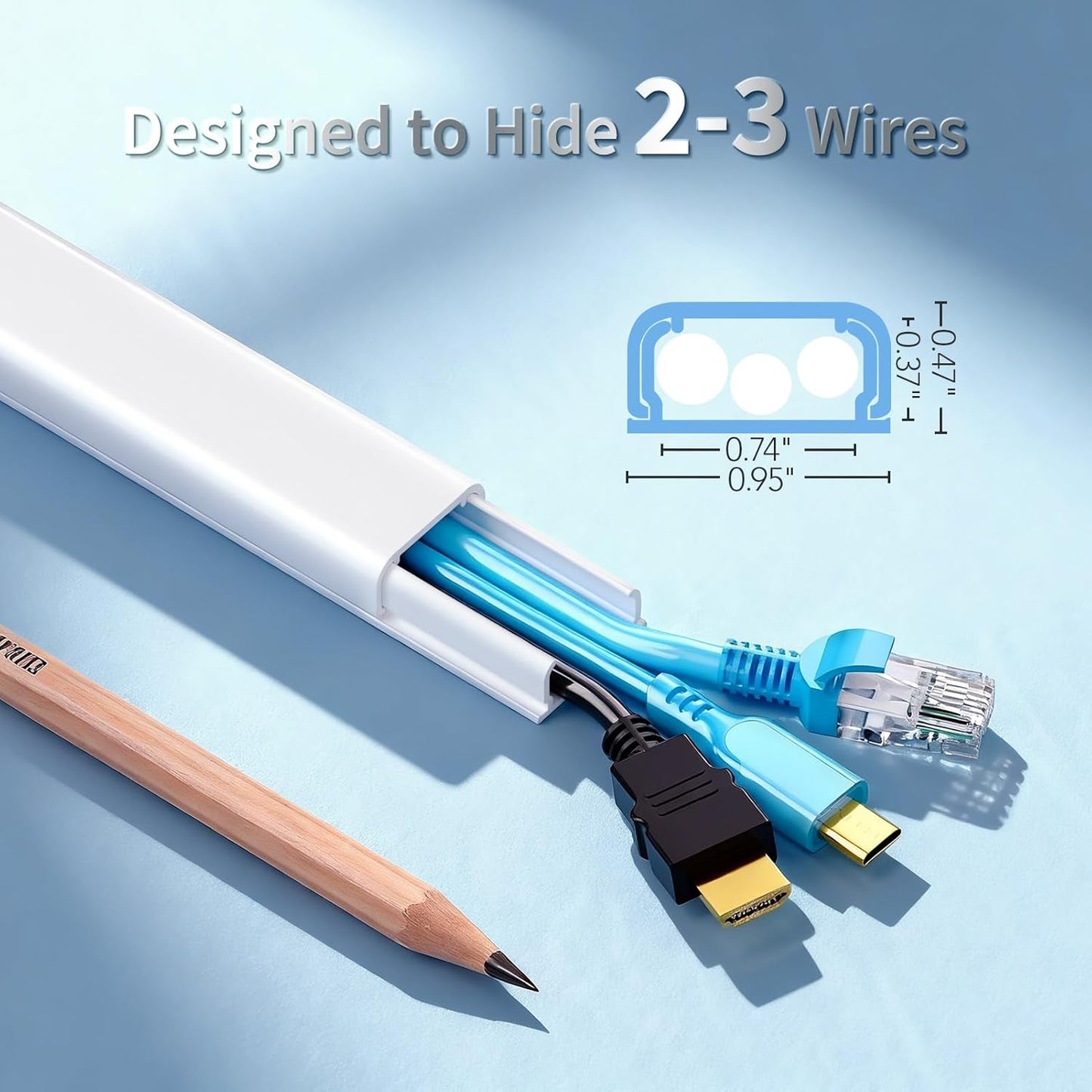 Kit ocultador cables autoadhesivo para pared 70.8pulg
