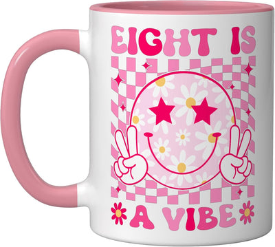 Taza cerámica para cumpleaños de niña de 8 años estilo groovy