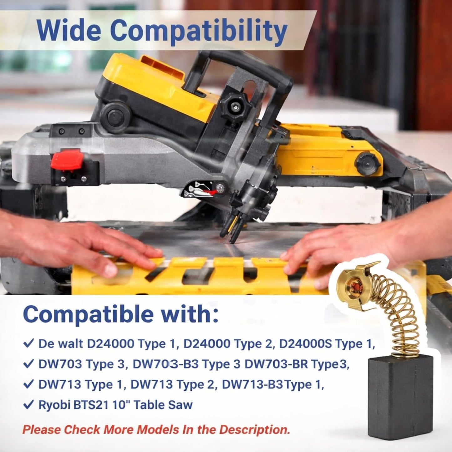 Cepillo carbono comp De Walt D24000 DW713 DW715 set 8
