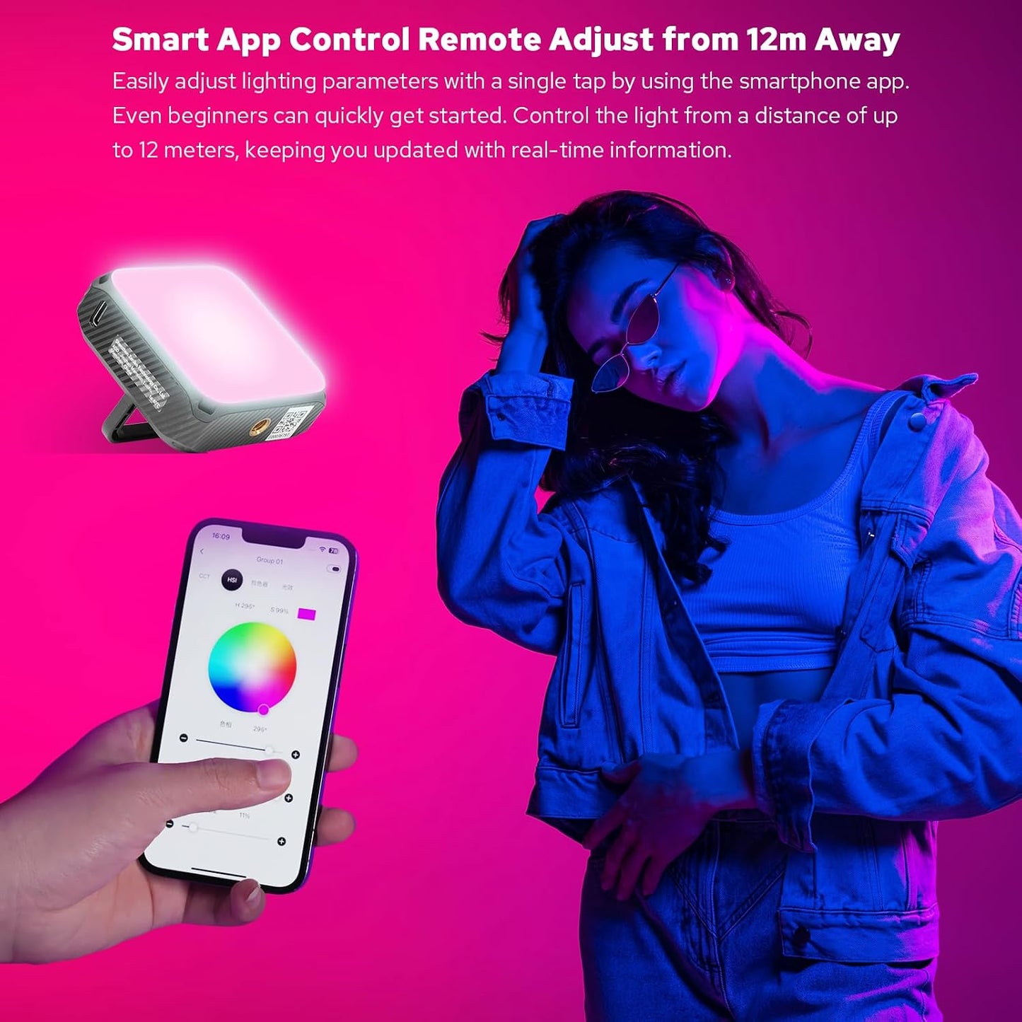 Luz video LED RGB con difusor suave 2500K-8500K CRI 95