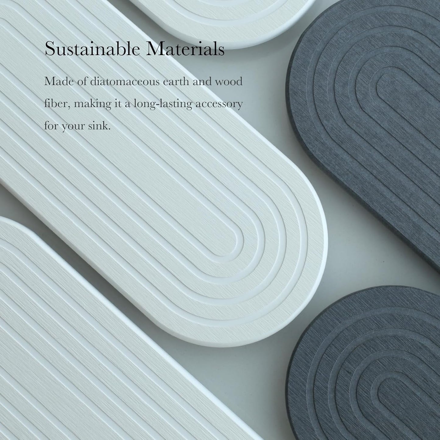 Organizador de fregadero de secado rápido bandeja absorbente de agua para cocina y baño con pies de madera y esponja natural