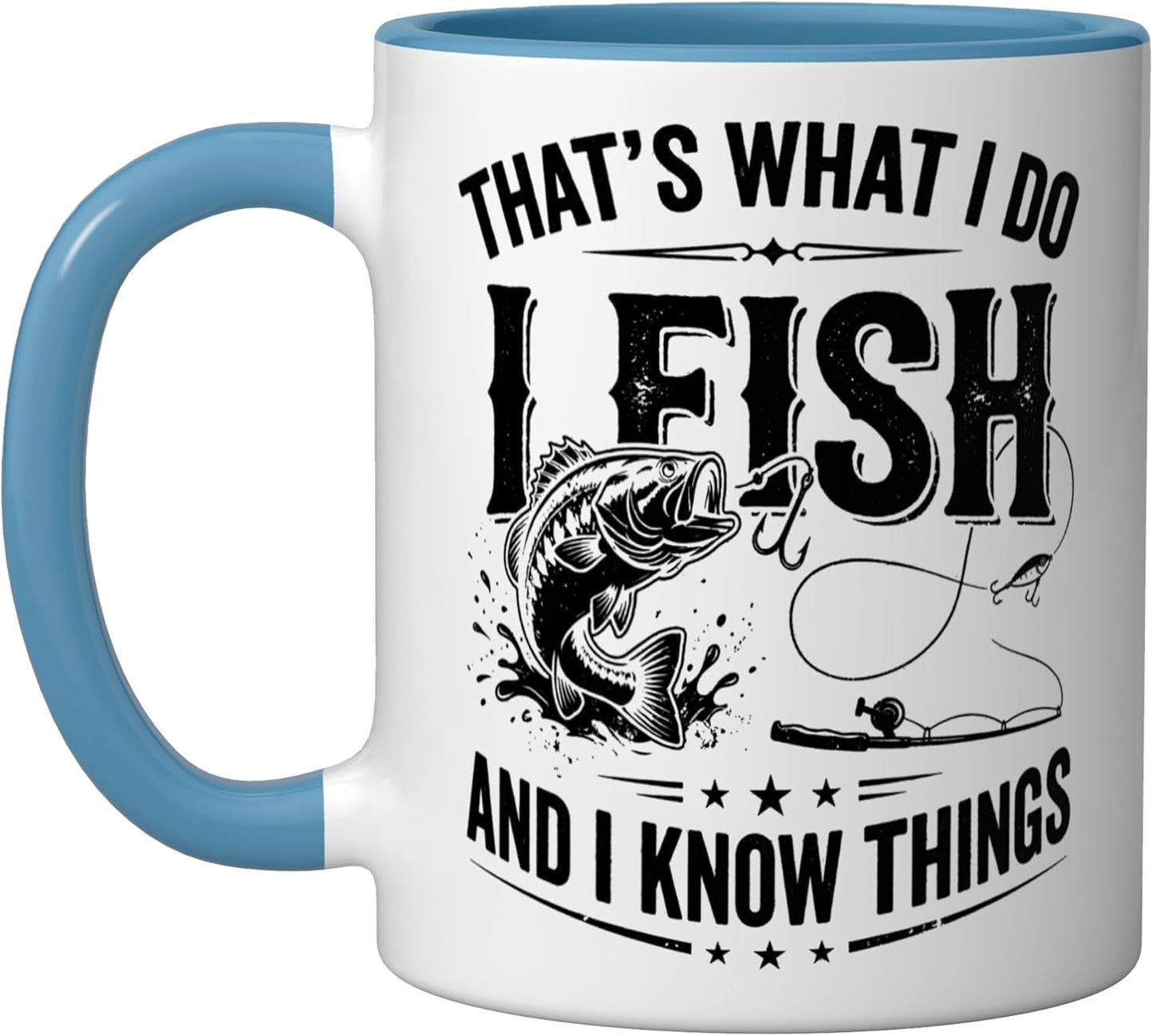 Taza Cerámica Pesca Humorística Azul/Blanco