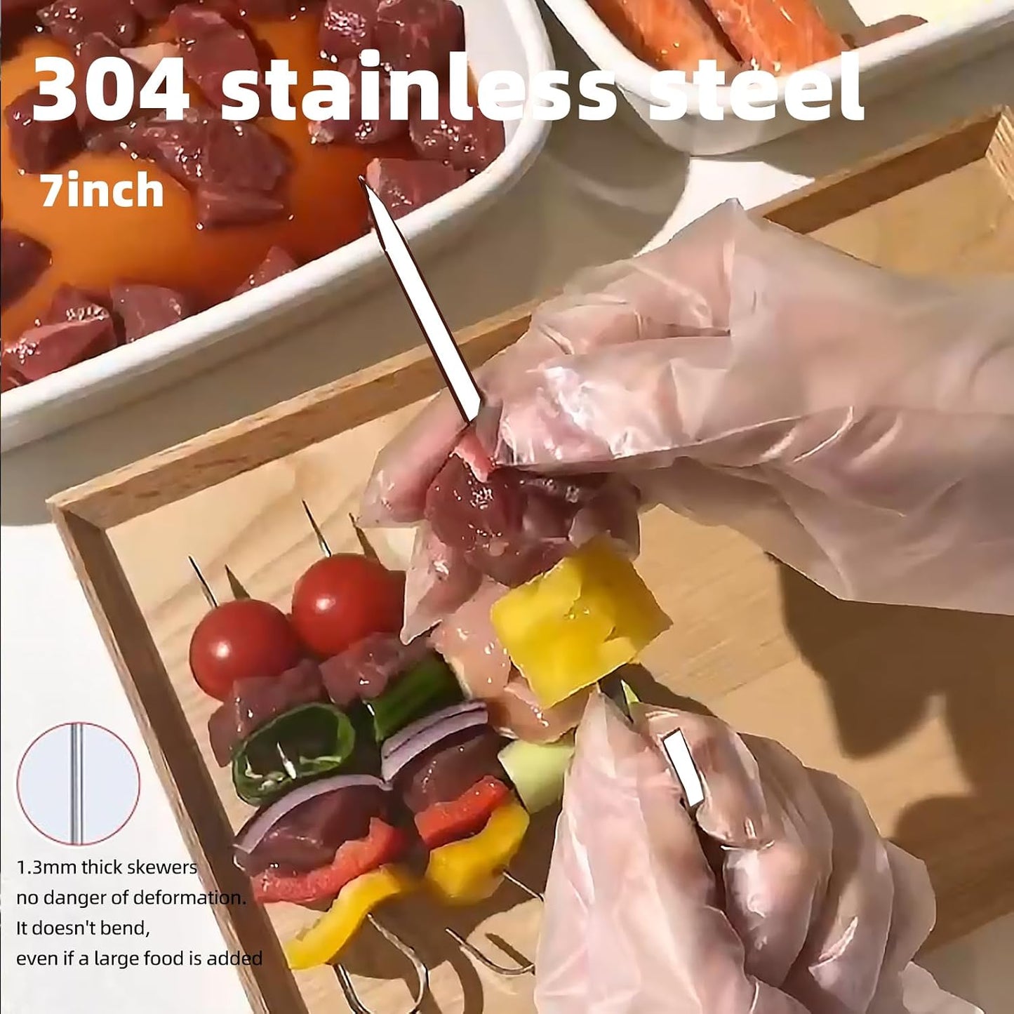 Set 40 Brochetas Acero Inox 7pulg para Barbacoa