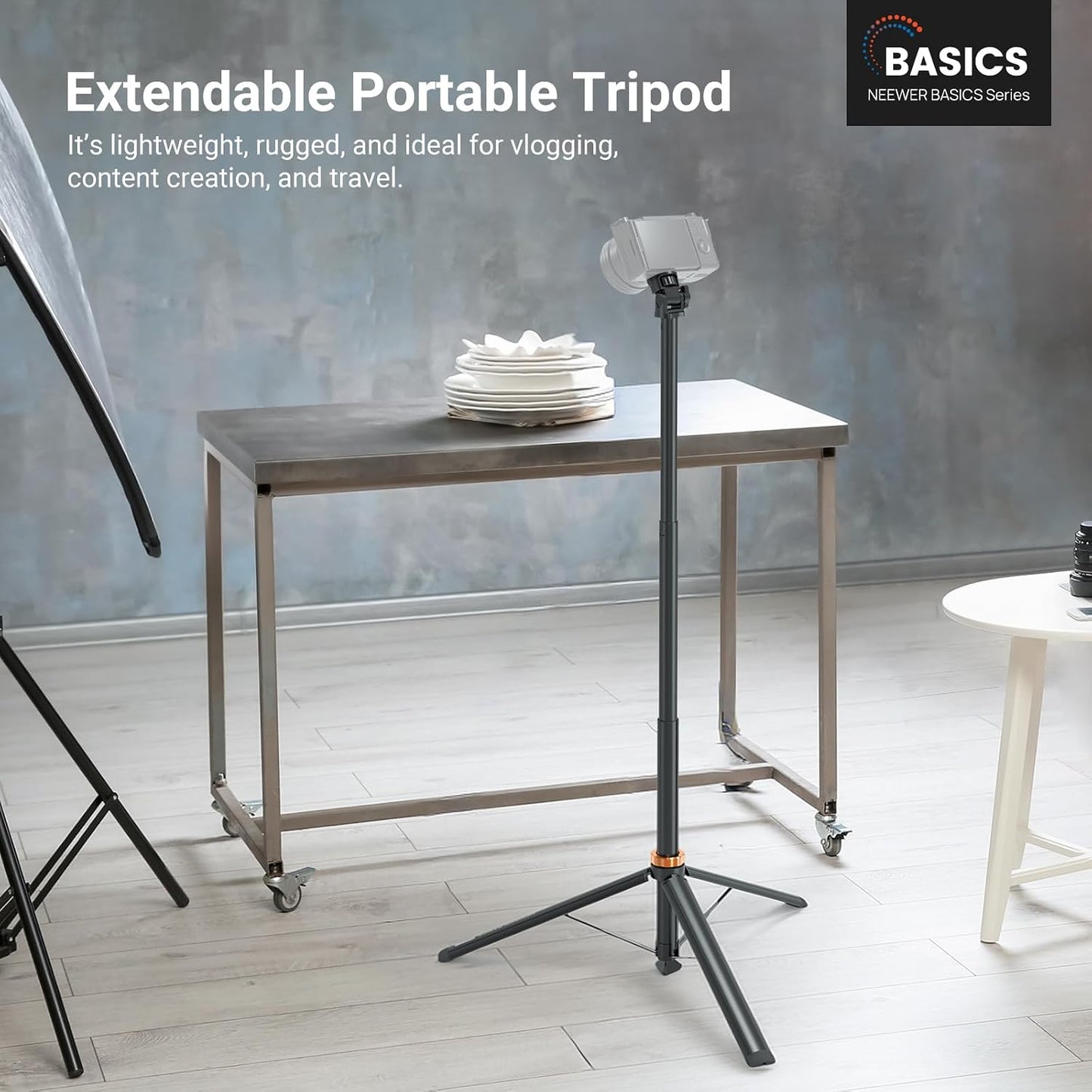 Soporte luz fotografía trípode metal extensible 81pulg comp 1/4pulg
