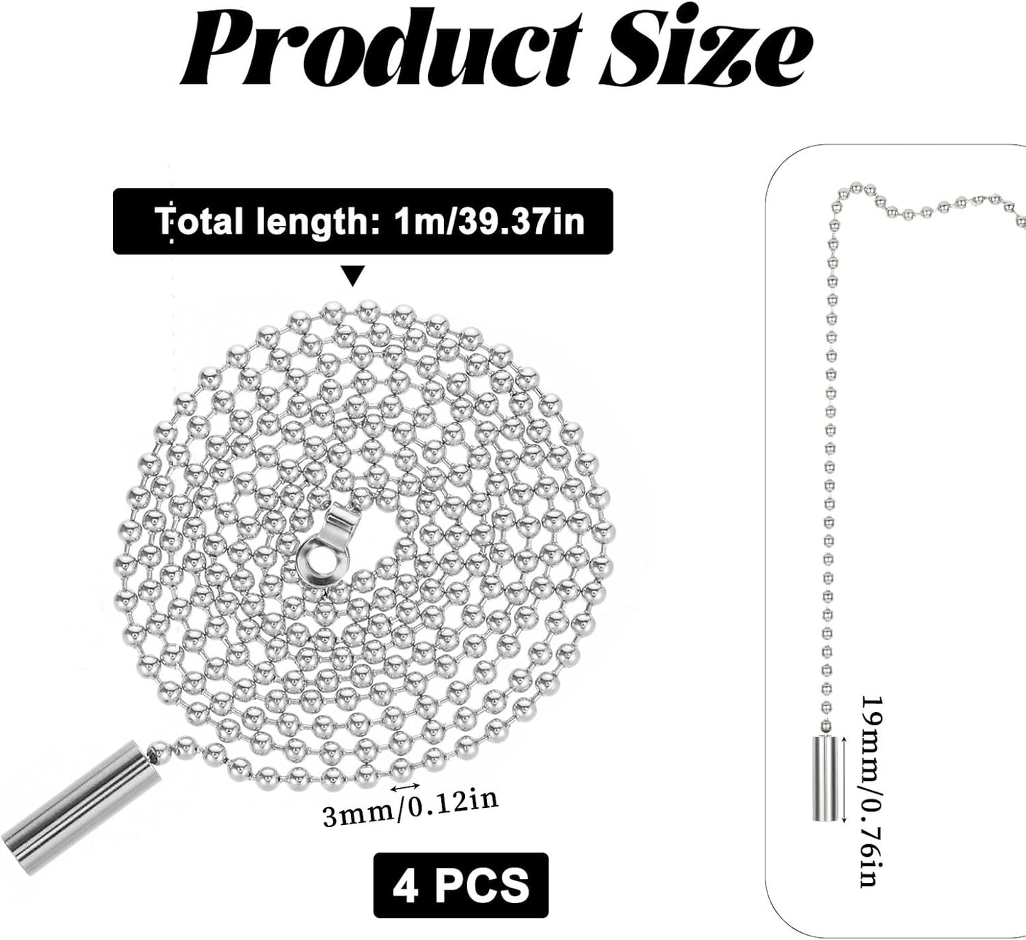 4 Extensión Cadena Tracción Conector Ajustable 0.118pulg