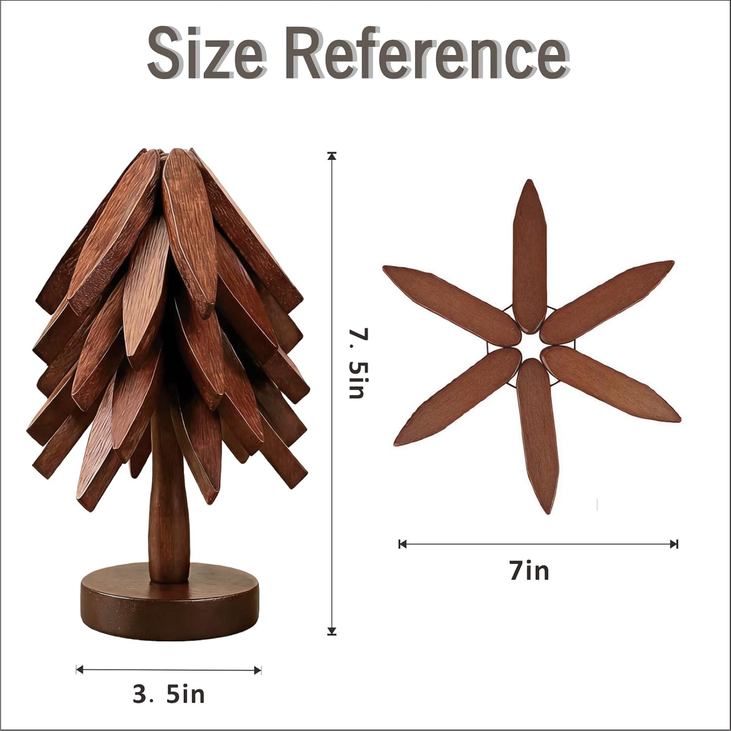 Salvamanteles de bambú en forma de árbol, 5 piezas plegables para platos calientes