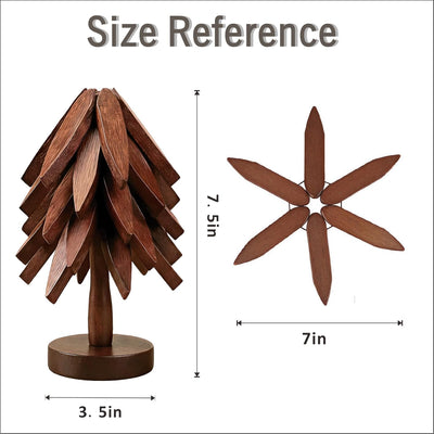 Salvamanteles de bambú en forma de árbol, 5 piezas plegables para platos calientes