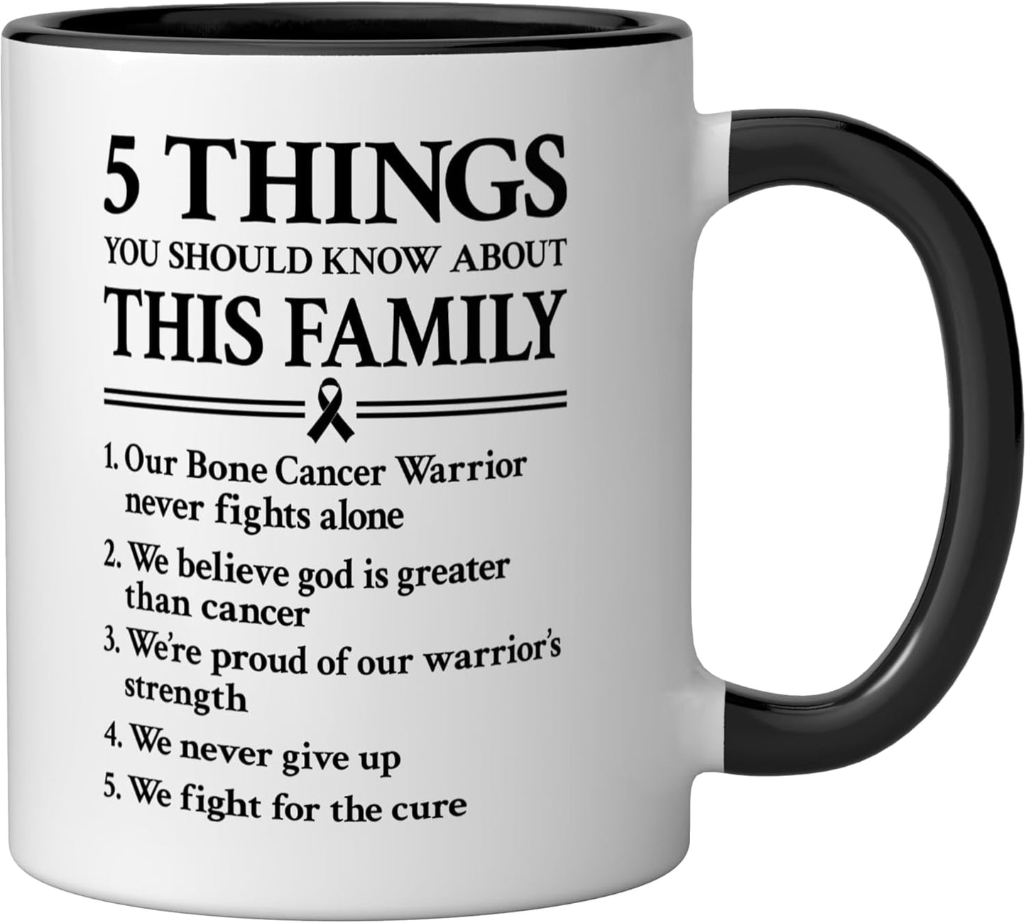 Taza cerámica para conciencia sobre cáncer óseo en familia negra/blanca