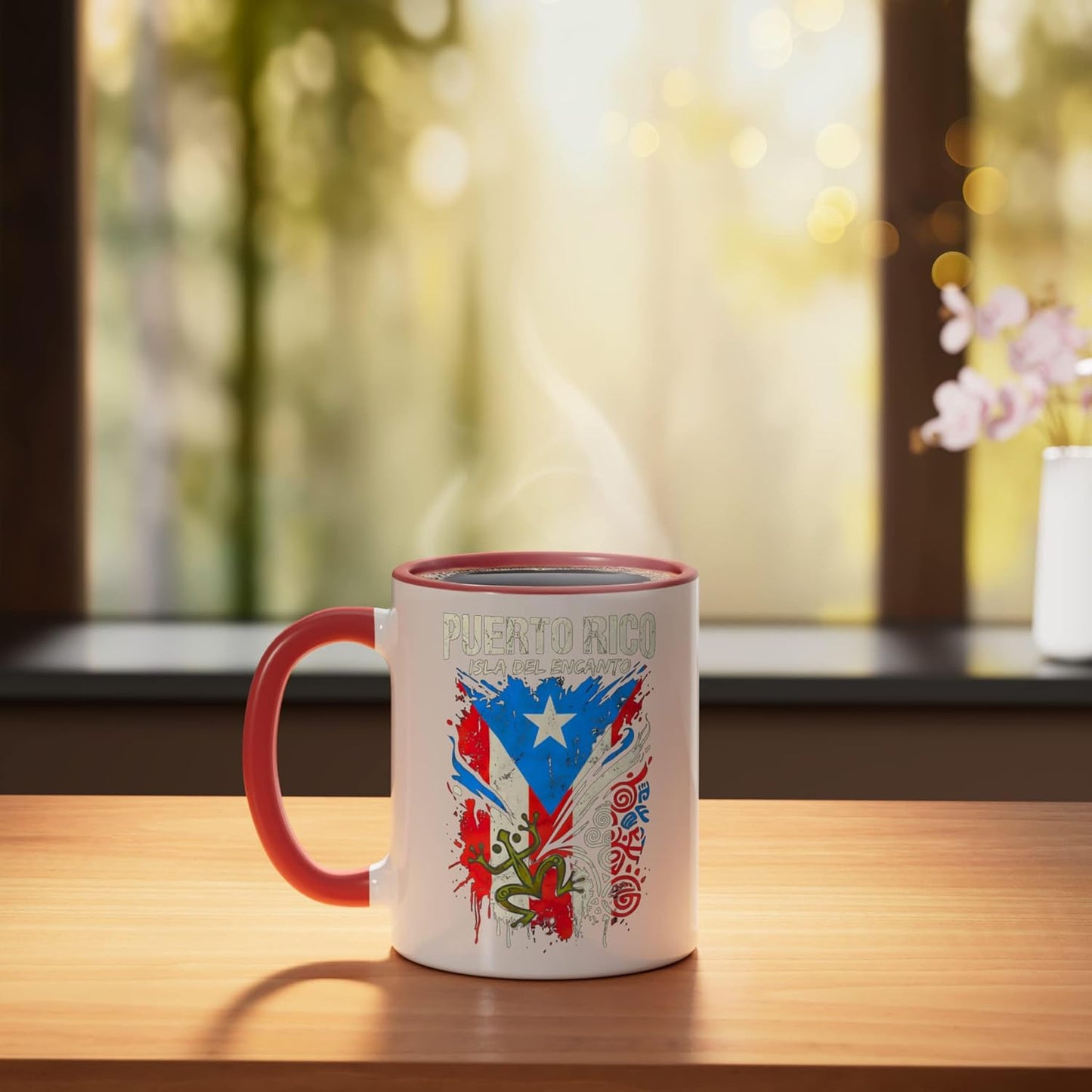 Taza Cerámica Bandera Puerto Rico Rojo/Blanco