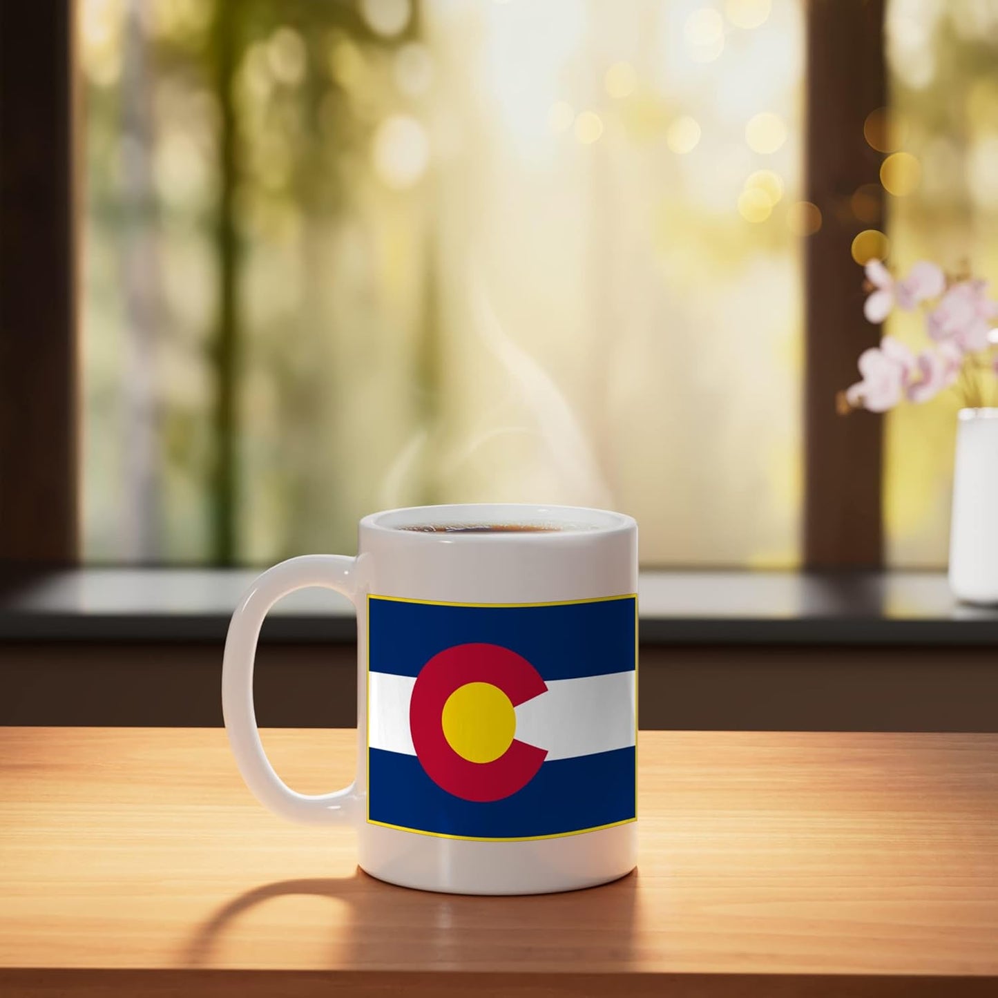 Taza cerámica bandera de Colorado blanca