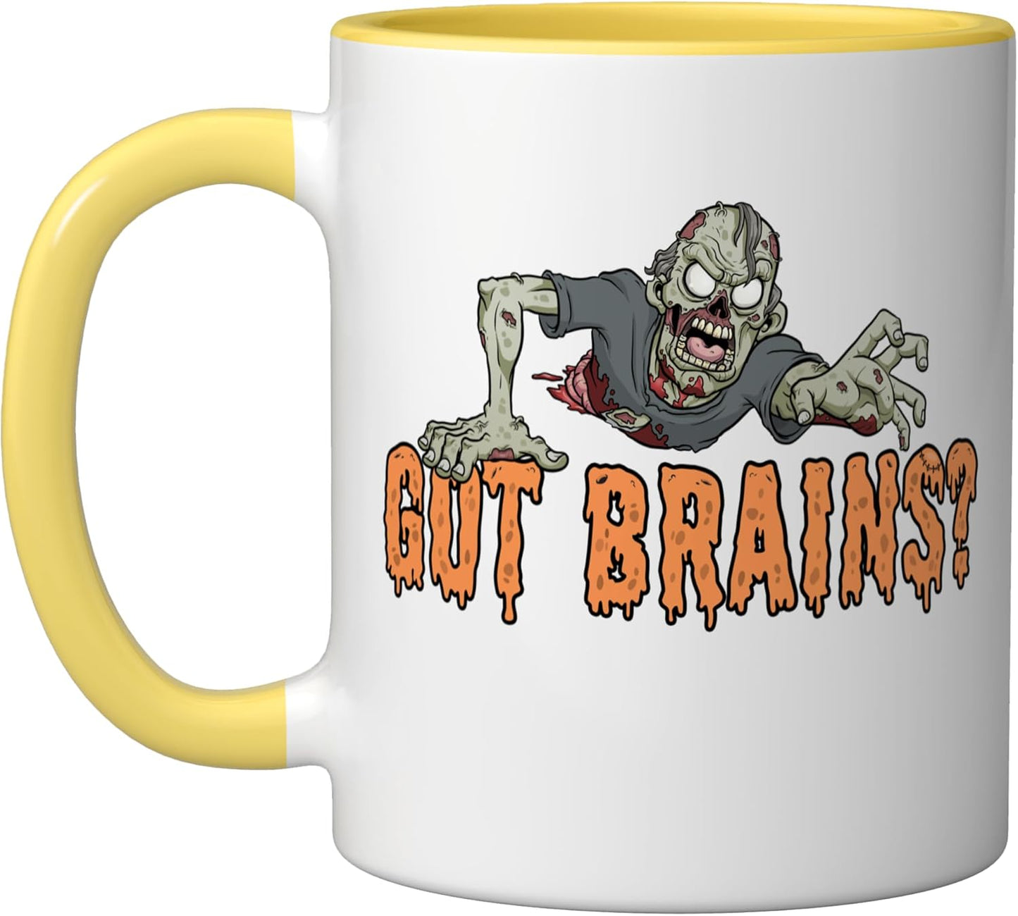 Taza Cerámica Zombi Cartoon Alegre Amarillo/Blanco