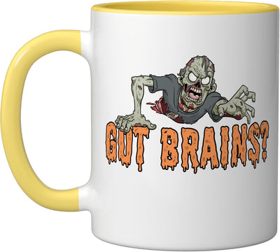 Taza Cerámica Zombi Cartoon Alegre Amarillo/Blanco