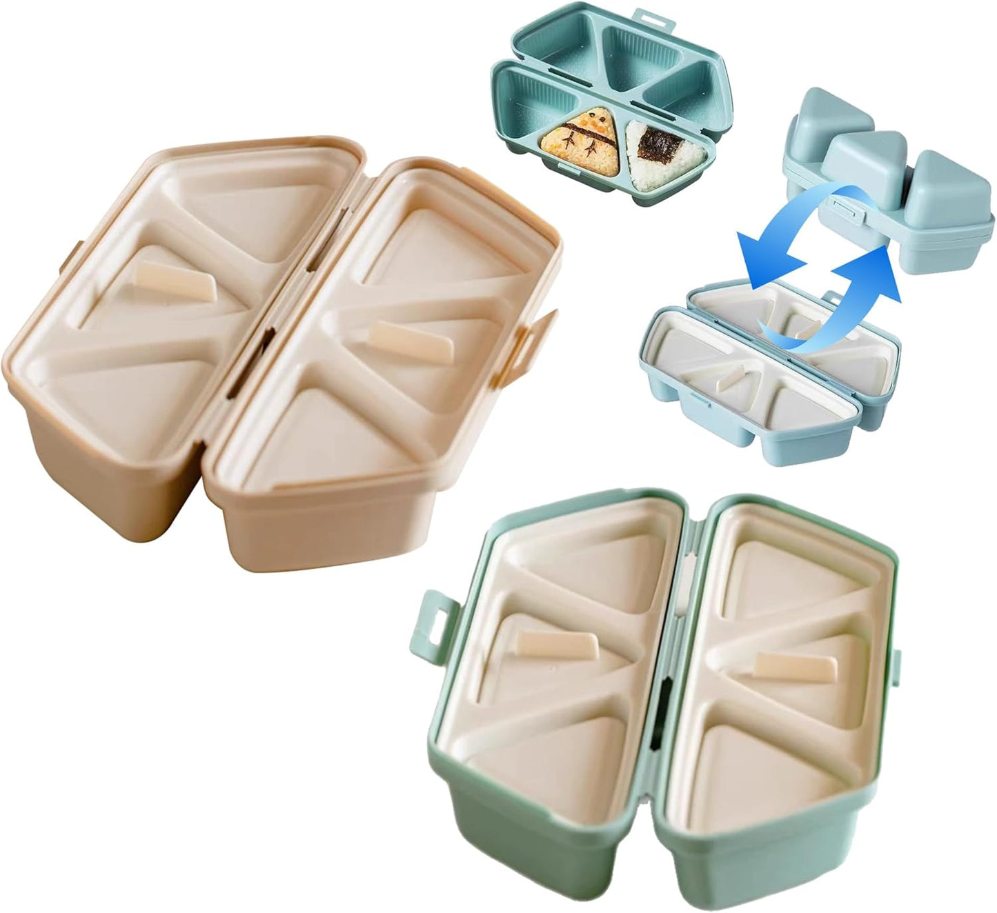 Set 6 Molde Bolas Arroz Triangular con 6 Agujeros Gris Azul